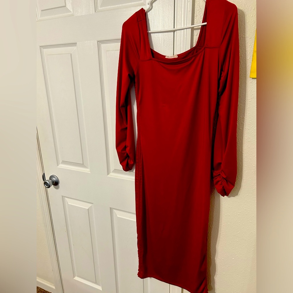 Long ruffled sleeve Dress.